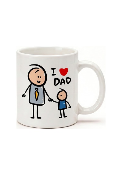 Babaya Özel I Love Dad Yazılı Kupa Bardak - Komik Tasarım Baskılı Seramik Hediye Kupa Bardak Çok Renkli