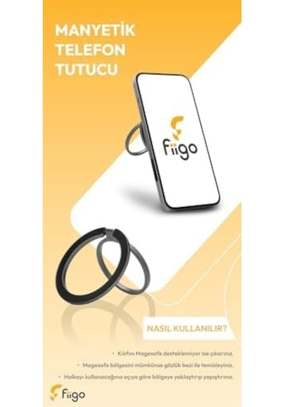 Fiigo Manyetik Halka Telefon Tutacağı Gri
