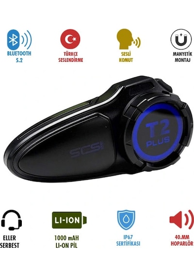 Scs T2 Plus Bluetooth Ve Intercom Türkçe Seslendirme