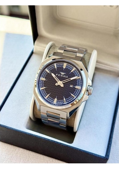 Ferro Fm43025a-a3 Quartz Çelik Gri Lacivert Kadran 42 Mm Erkek Kol Saati Gri