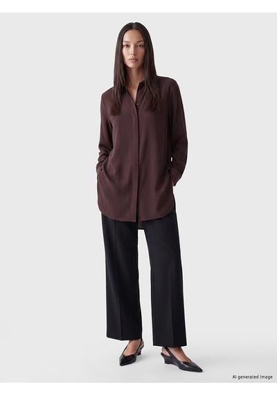 Lcw Everyday Kahverengi Gabardin Kadın Gömlek Tunik