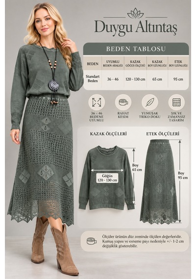 Duygu Altıntaş Triko Etek Kazak İkili Takım Desenli Örme 36-46 Beden Uyumlu Haki - 929999353 Haki - 929999353 Haki Duygu Altıntaş Triko Etek Kazak İkili Takım Desenli Örme 36-46 Beden Uyumlu Haki - 929999353 Haki - 929999353 Haki