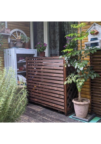 Büyük Dış Mekan Klima Kapağı Ve Çit Perdesi, Balkon Ve Bahçe İçin Masif Ahşap Dekoratif Çiçek Rafı, Kolay Kurulum L110xg50xy85cm Diğer