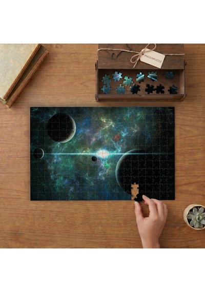 Uzay - Galaksi - Gezegenler Tasarımı 240 Parça Ahşap Puzzle Ahşap Kutuda Mpy60025