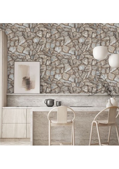 Adawall Roka 16m2 Duvar Kağıdı 23114 Serı Taş Desen 3boyutlu Silinebilir Açık Bej
