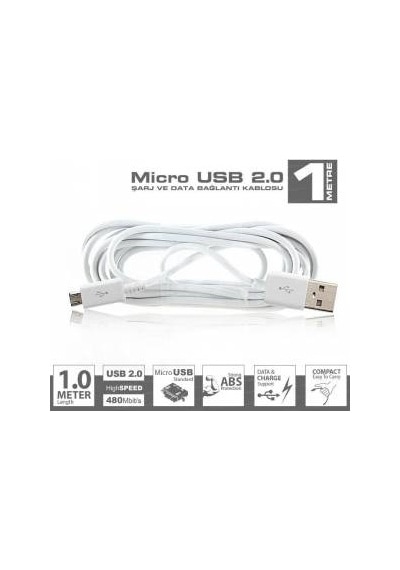 Samsung Uyumlu  Telefon, Tablet, Kamera Micro Usb 2.0 Şarj Data Kablosu Luna Kablo