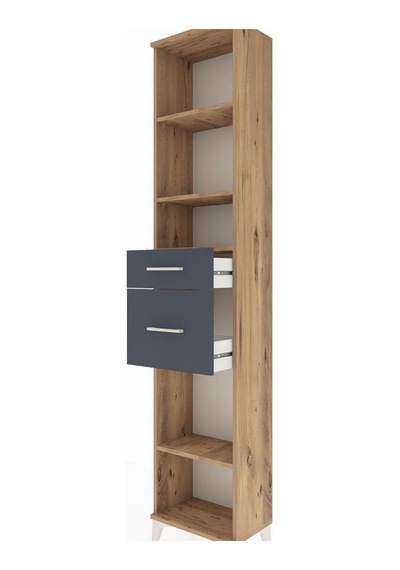 Arges Dolap 4 Raflı 2 Çekmeceli 44x30x221 Çam-antrasit Atlas Çam