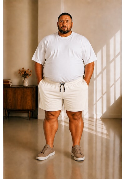 Sngl Tekstil Erkek Büyük Beden Şort 3xl 4xl 5xl 6xl 7xl 8xl 9xl Ekru