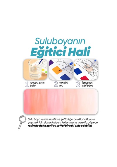 Animokids Renk Paletli Sulu Boya Kitabı + Fırça, 12 Sayfa Boyama Kitabı, Aktivite Boyama Seti, Çocuklar İçin Yeni