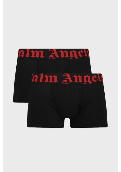 Palm Angels Logolu Pamuklu 2 Pack Boxer Erkek Boxer Pla1umbtr11bı Siyah