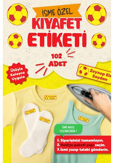 Kıyafet Etiketi - Okul Kıyafetlerine Kişiye Özel 30 Saniyede Kolay Uygulama Yıkanabilir -galatasaray Çok Renkli