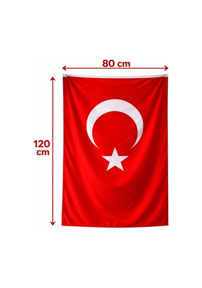80x120 Cm Alpaka Kumaş Türk Bayrağı Dayanıklı, Solmaz Renkli, Büyük Boy Bayrak Tek Ebat
