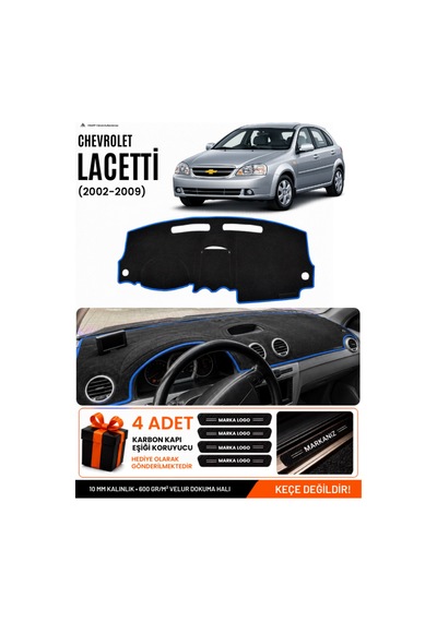 Chevrolet Lacetti 2002-2009 Uyumlu Torpido Örtüsü, Torpido Kılıfı - Siyah Mavi