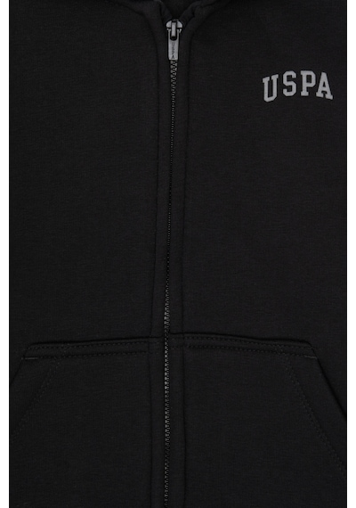 U.S. Polo Assn. Erkek Çocuk Siyah Fermuarlı Kapüşonlu Sweatshirt 50313852-VR046