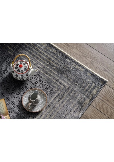 Hoom Rugs Bomonti Mhl 01 Antrasit Gold Viskon & Akrilik Modern Salon Halısı Antrasit - Gold