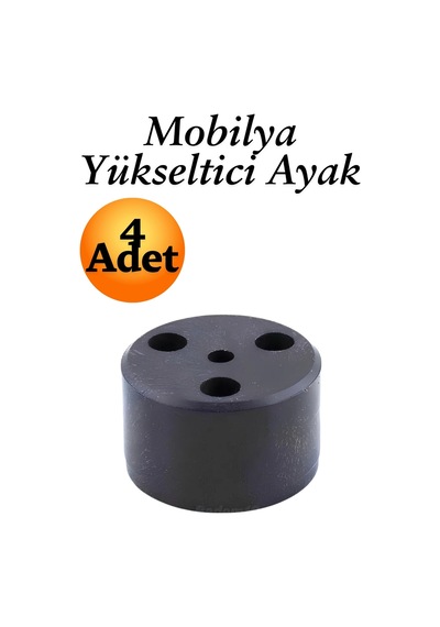 Capsule 3.7 Cm Siyah 4 Adet Mobilya Ayak Yükseltici Baza Ayağı Koltuk Kanepe Altı Puf Ayakları Siyah Siyah
