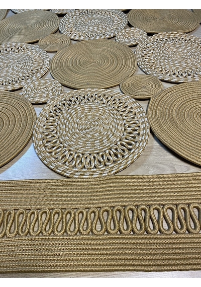 Mavaux Violaceae Jüt Hasırlı Örgü Kilim Bej