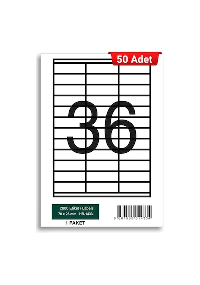 Herboy Hb-1433 70 X 23 Mm A4 Laser Etiket 50 Adet