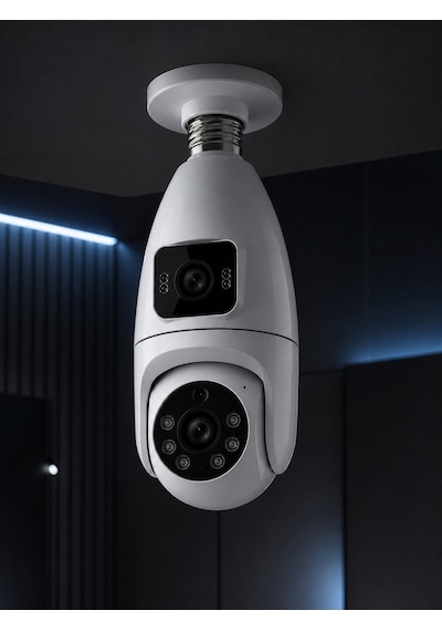 Gece Görüşlü Çift Lens Wi-fi Ampul Kamera Mobil Takip Destekli - Lisinya