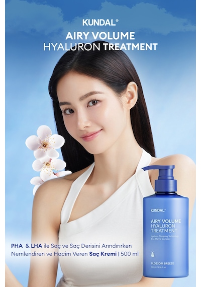 Arındıran Nemlendiren Hacim Veren Saç Kremi Kundal Airy Volume Hyaluron Treatment 500ml Blossom Br.