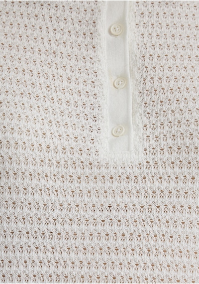 Mavi - Beyaz Örme Polo Tişört 1612654-70057 Beyaz