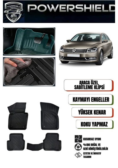 Volkswagen Passat B7 2010-2014 Uyumlu Araca Özel 5d Premium Havuzlu Oto Paspas Takımı 1 Powershıeld Volkswagen Passat B7 2010-2014 Uyumlu Araca Özel 5d Premium Havuzlu Oto Paspas Takımı