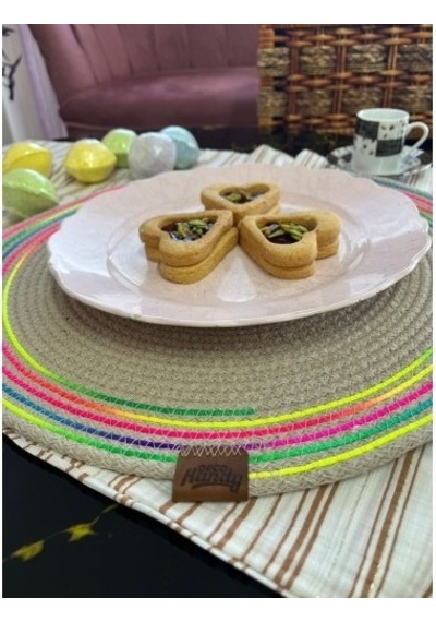 Periboia Decohandy 39cm Neon Renkli Şeritli Jüt Örme Supla Amerik