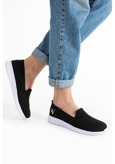 Adımist Kadın Örme Ses Yapmaz Ortopedik Rahat Hafif Günlük Sneaker Ayakkabı Siyah-beyaz