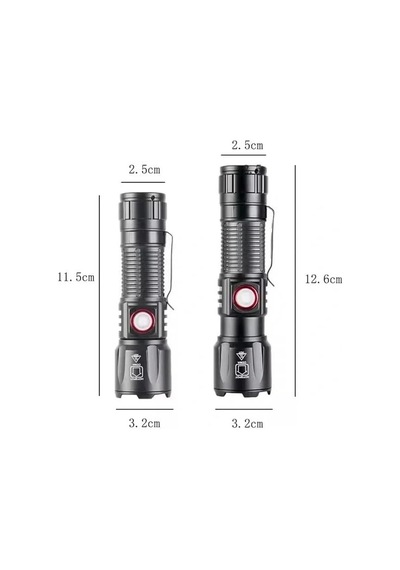 Tr Ws-2828 Ultra Usb Şarjlı Polis El Feneri, Bekçi, Asker El Feneri Kırmızı Mavi Çakarlı 1000 Lümen 5264