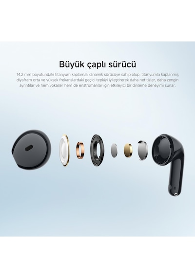 Redmi Buds 8 Active Black Kablosuz Bluetooth Kulaklık, Güçlü Bas Performansı, Yapay Zeka Destekli Gürültü Azaltma, Uzun Pil Ömrü, Siyah