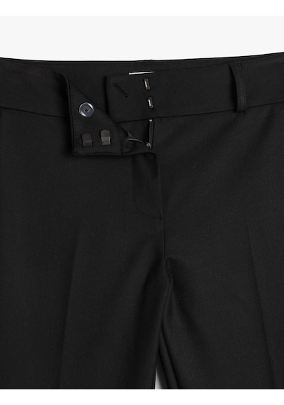 Koton Standart Bel İspanyol Paça Kumaş Pantolon Siyah 5sak40384pw Siyah