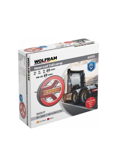 Wolfram 12v-24v Stop Lambası Yuvarlak Neon Ledli-kayar Sinyalli 3 Fonksiyonlu 140 35 Mm E9 Sağ