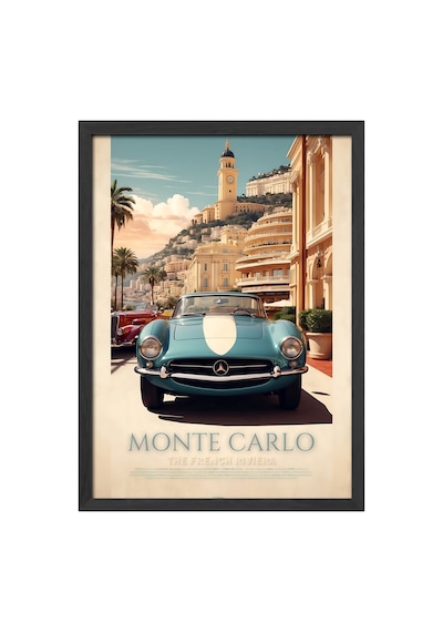 Mercedes-benz 300 Sl Siyah Ahşap Çerçeveli Poster, Dekoratif Araba Duvar Tablosu