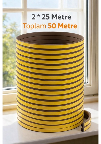 Kendinden Yapışkanlıkalın Kapı Pencere Soğuk İzolasyon Bandı Fitili 25x2 50 Metre Kahverengi Diğer