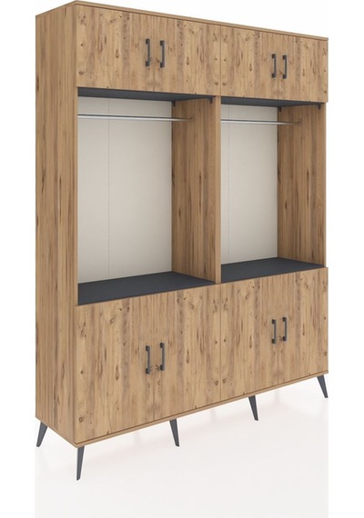 Hyperion Gardrop 10 Raflı 8 Kapaklı 2 Askılı 176x44x221 Çam-çam/antrasit Çam/antrasit Hyperion Gardrop 10 Raflı 8 Kapaklı 2 Askılı 176x44x221 Çam-çam/antrasit Çam/antrasit