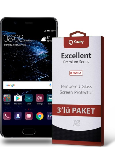 Huawei P10 Plus ile Uyumlu Kırılmaz Temperli Ekran Koruyucu Cam Ekonomik 3'lü Paket