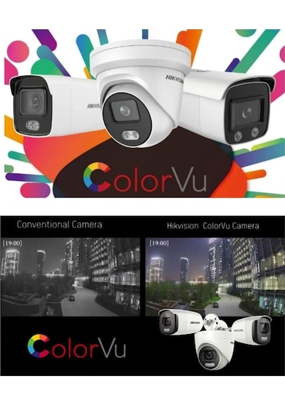 Colorvu Gece-karanlıkta Renkli 4 Ahd Kameralı 4 Kanal Kayıt Cihazı Güvenlik Kamera Seti