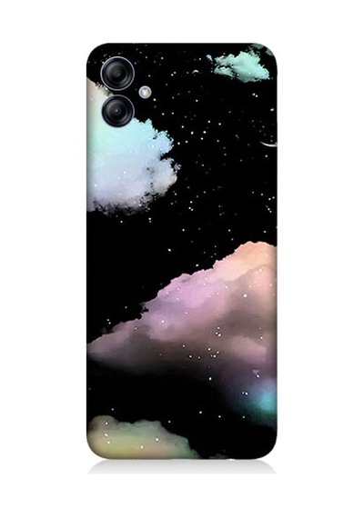 Samsung Galaxy A04e Uyumlu Bulut Ve Ay Desenli Silikon Kılıf