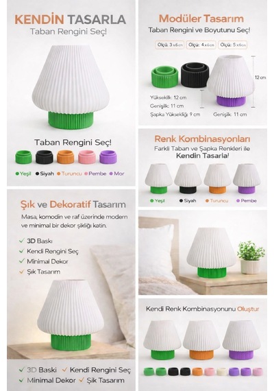 3d Baskı Dekoratif Tealight Mumluk Minimal Masa Ve Gece Lambası Kendi Rengini Seç Mor