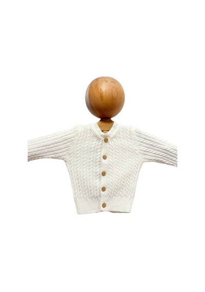 Cantoy Erkek Bebek Triko Düğmeli Hırka-15451 Krem
