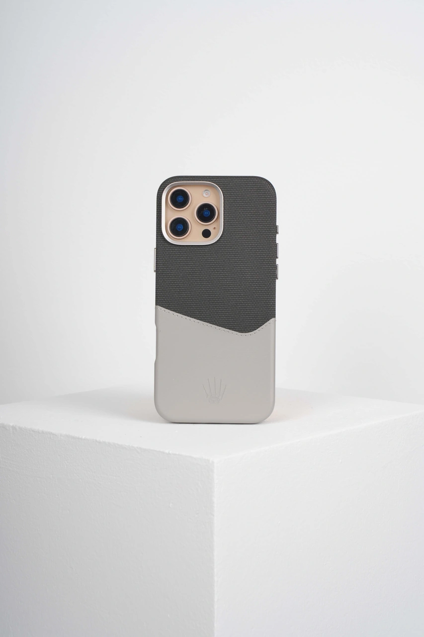 Nova Apple Uyumlu iPhone 16 Pro Max Deri Kartlıklı Telefon Kılıfı Gri Gri