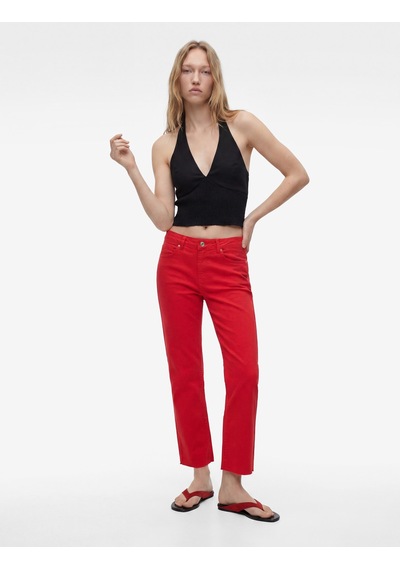Koton Pamuklu Cepli Düğmeli İspanyol Paça Crop Jean Pantolon - Kick Flare Jeans Kırmızı 6sal40051mw Koton Pamuklu Cepli Düğmeli İspanyol Paça Crop Jean Pantolon - Kick Flare Jeans Kırmızı 6sal40051mw