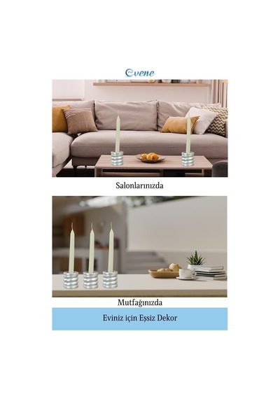 Eskitme Mumluk Şamdan 3 Adet Tealight Ve İnce Mum Uyumlu Spiral Model - Gümüş