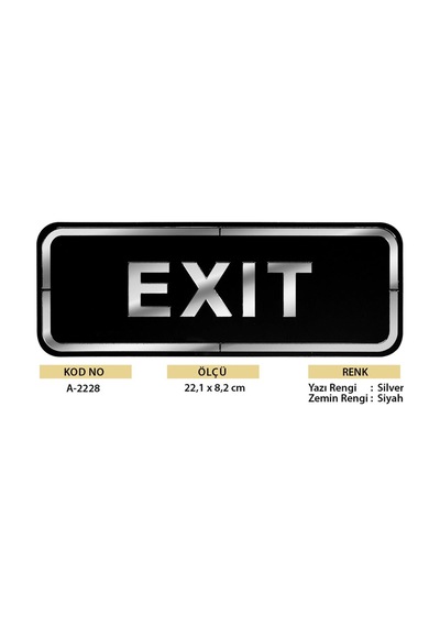 Abs Lüx Çift Katlı Yönlendirme Levhası Siyah-Gümüş Exit