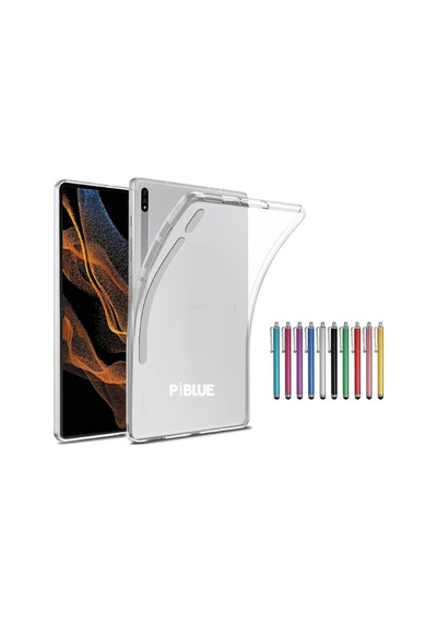 Samsung Galaxy Uyumlu Tab S10 Ultra Sm-x920 / S9 Ultra Sm-x910 Kılıf Şeffaf Silikon Kılıf Kalem Hediyeli Arka Kapak