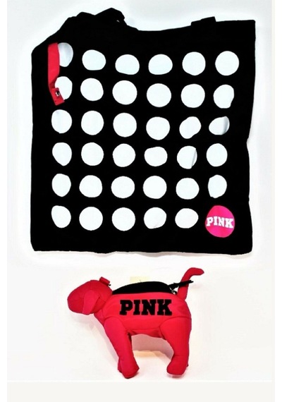 Victoria's Secret Vs Pink Katlanabilir Puantiyeli Pupy Temalı Mini Çanta Siyah