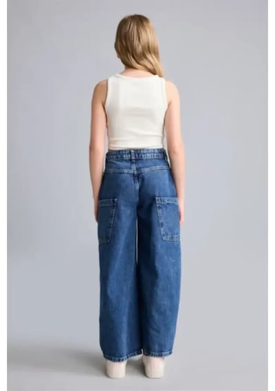 Defacto Baggy Fıt Jean Lacivert Pantolon Kız Çocuk H8896a826aunm34 Mavi-nm34