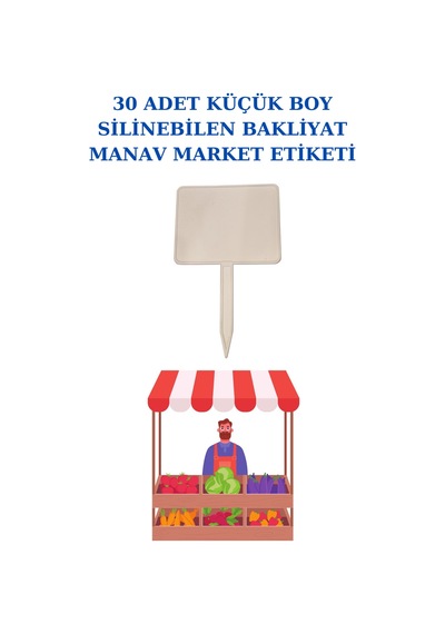Yaz Sil Küçük Boy Sapla Bakliyat Etiketliği 30 Adet Manav Pazarcı Etiketi 002 Beyaz
