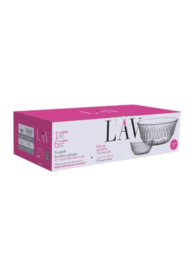 Lav Alinda Cam Kase Takımı 7'li (1 Büyük Boy Kase, 6 Orta Boy Kase)