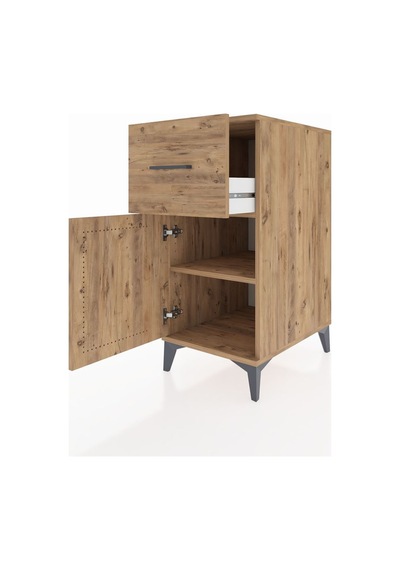 Kronos Komodin Tek Raflı Tek Çekmeceli Tek Kapaklı 44x59x96 Çam-çam Atlas Çam